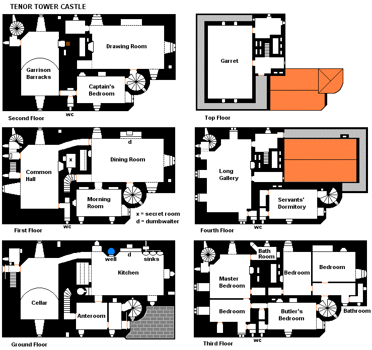 Castles Of The Western Sector Estalia, House Floor Plans With Observation Tower Room
